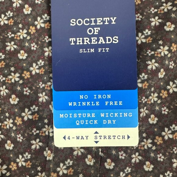 Society Of Threads Mens Slim Fit Floral Shirt No Iron Wrinkle-Free Size M - Picture 5 of 8